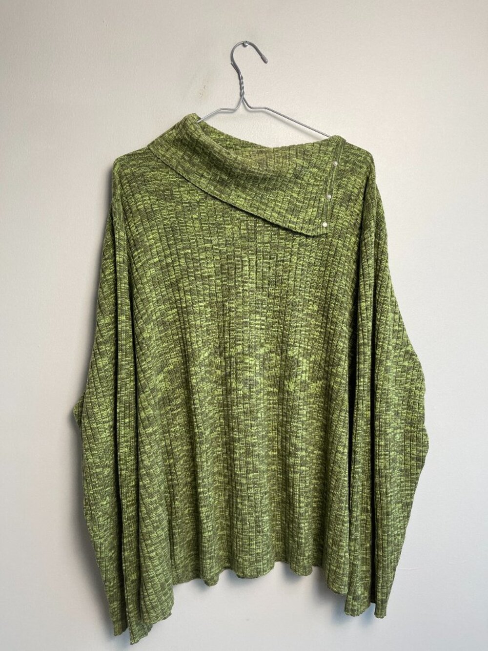 3XL Vintage Women’s Olive Green Mock Neck Sweater Y2K